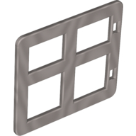 Lego Duplo Door / Window with Four Panes Square Corners / Pearl Light Gray