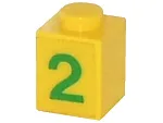 Brick 1 x 1 with Green Number 2 Pattern (Sticker) - Set 7740