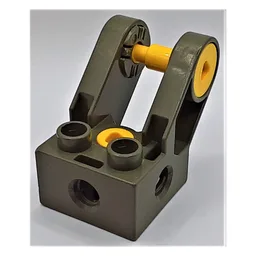 Duplo Toolo Brick 2 x 2 with Angled Bracket with Forks and Two Screws, Holes at Side / Dark Gray