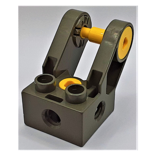 Lego Duplo Toolo Brick 2 x 2 with Angled Bracket with Forks and Two Screws, Holes at Side / Dark Gray