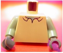 Lego Torso Shirt with Collar, Sand Green Neck Pattern / Sand Green Arms / Dark Bluish Gray Hands
