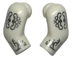 Arm, (Matching Left and Right) Pair with Silver Filigree Pattern / White