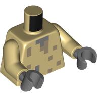 Lego Torso, Pixelated Dark Bluish grey/Dark Tan Spots print, Tan Arms, Dark Bluish Gray Hands / Tan