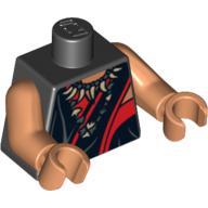 Lego Torso Robe with Red Trim and Ceremonial Necklace Print, Nougat Arms and Hands / Black