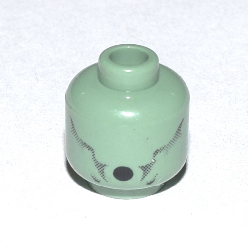 Lego Minifig Head Dementor, Cheek Lines, Round Mouth Print [Blocked Open Stud] / Sand Green