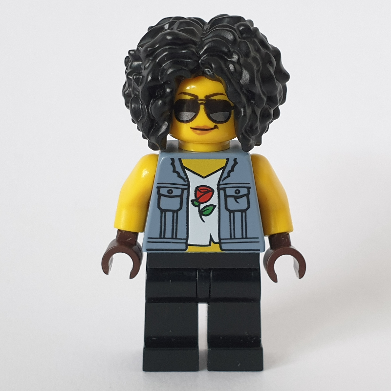 Lego Woman, Sand Blue Vest Jacket, Black Legs, Black Hair