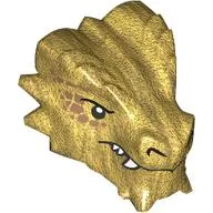 Minifig Head Special, Dragon with White Teeth, Cupper Markings Print / Pearl Gold