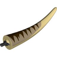 Lego Animal Body Part, Dinosaur, Tyrannosaurus Rex Tail, with Pin, Dark Tan Top and Dark Brown Stripes Print