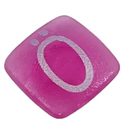 Clikits Icon, Square 2 x 2 Small with Pin and Silver 'O' Umlaut Print / Trans-Dark Pink