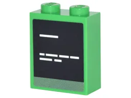 Brick 1 x 2 x 2 with Inside Stud Holder with Computer Screen with White Text Lines Pattern (Sticker) - Set 70620