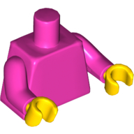 Lego Torso, Dark Pink Arms, Yellow Hands [Plain] / Dark Pink