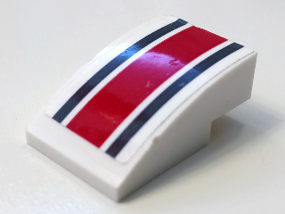 Lego Slope, Curved 3 x 2 with Dark Bluish Gray and Red Stripes Pattern (Sticker) - Set 60145