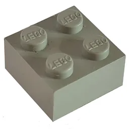 Modulex Brick 2 x 2 with LEGO on Studs / Modulex Light Gray
