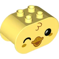Duplo Brick 2 x 4 x 2 Rounded Ends with Duck Face Print / Bright Light Yellow