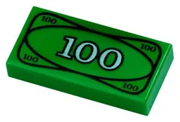 Tile 1 x 2 with '100' Banknote Print