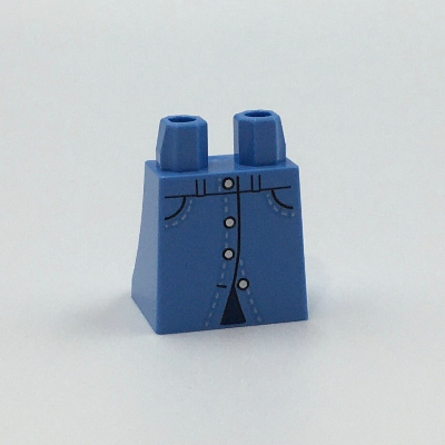 Lego Hips and Legs Under Dress/Robe with Skirt Denim with Buttons, Pockets and Stitching Print / Medium Blue