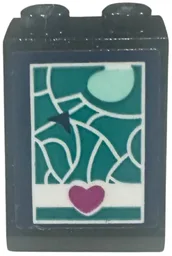 Slope 65 2 x 2 x 2 with Bottom Tube with Dark Turquoise GPS Map and Magenta Heart Pattern (Sticker) - Set 41681