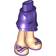 Lego Minidoll Hips and Asymmetrical Layered Skirt with Dark Purple Ruffle, Light Nougat Legs and Dark Purple Wing Sandals Print / Dark Purple