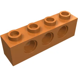 Technic Brick 1 x 4 [3 Pin Holes] / Medium Nougat