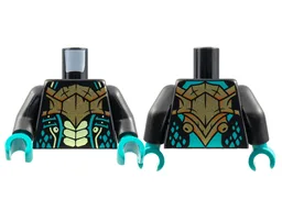 Torso Gold Breastplate, Yellowish Green Abdomen, Dark Turquoise Gills and Scales Pattern / Black Arms / Dark Turquoise Hands