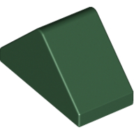 Lego Brick Sloped 45° 2 x 1 Double with Inside Stud Holder / Dark Green