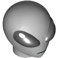 Minifig Head Special, Alien with Large Black Eyes Print / Light Bluish Gray