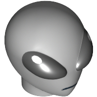 Lego Minifig Head Special, Alien with Large Black Eyes Print / Light Bluish Gray