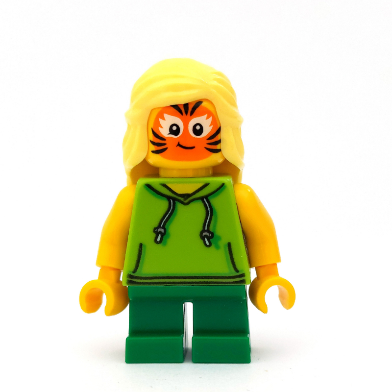 Lego Girl, Lime Hoodie, Short Green Legs, Tiger Facepaint