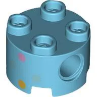 Brick Round 2 x 2, Pin Holes with Multi-Colored Dots Print
