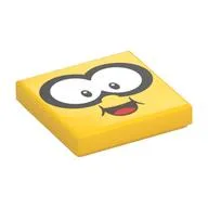 Tile 2 x 2 with Face, Large White Eyes Print / Yellow