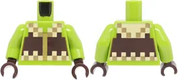 Torso Pixelated Dark Brown, Dark Tan and Tan Vest with Gold Zipper Pattern / Lime Arms / Dark Brown Hands / Lime