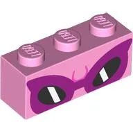 Brick 1 x 3 with Dark Pink Sunglasses Print / Bright Pink