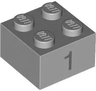 Brick 2 x 2 with Dark Bluish Gray Numbers 1 and 2 Pattern on Opposite Sides