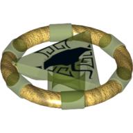 Lego Ring with Centre Triangle with Gold Bands and Manta Ray Print [Atlantis Key] / Trans-Bright Green