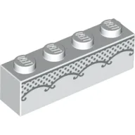 Brick 1 x 4 with Dress Lace / White
