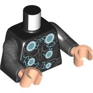 Lego Torso Armor, Metallic Blue Circles, Lightning print, Pearl Titanium Arms, Light Nougat Hands / Black