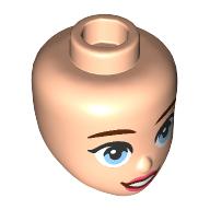 Lego Minidoll Head Reddish Brown Eyebrows, Medium Blue Eyes, Coral Lips, Open Mouth Smile / Light Nougat