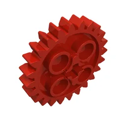 Technic Gear 24 Tooth [New Style with Single Axle Hole] / Red