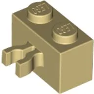 Brick Special 1 x 2 with Vertical Clip [Thick U Clip] / Tan