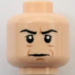 Minifig Head General Rieekan, Brown Lines and Crease Between Eyebrows Print / Light Nougat