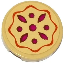 Tile, Round 2 x 2 with Bottom Stud Holder with Fruit Pie Pattern (Sticker) - Set 41074