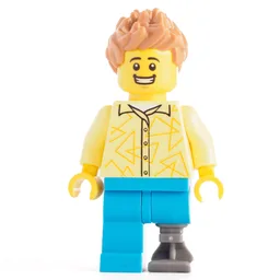 Man, Bright Light Yellow Shirt, Prosthetic Leg