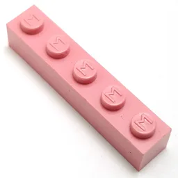 Modulex Brick 1 x 5 with M on Stud / Modulex Pink