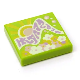 Tile 2 x 2 with Blooming Flowers Print / Lime