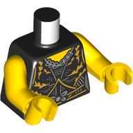 Lego Torso, Gold/Silver Decorations print, Yellow Arms and Hands / Black