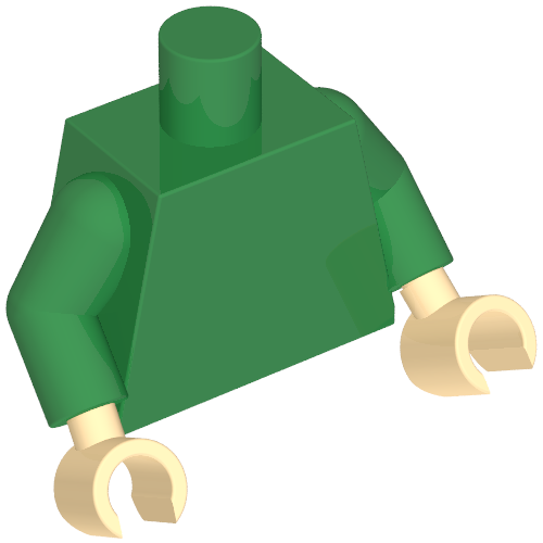 Lego Torso Quidditch Sweater with Slytherin Crest Print, Green Arms, Light Nougat Hands / Green