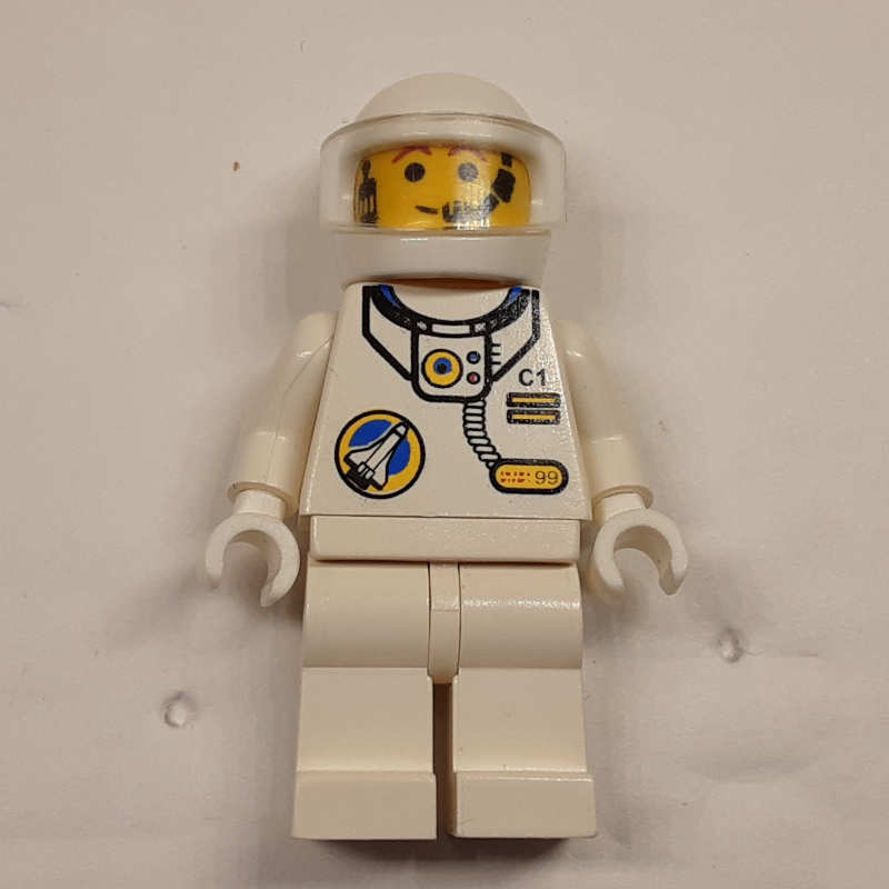 Lego Astronaut - White Torso and Legs, Tans-Black Visor, Male