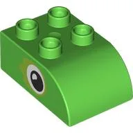 Duplo Brick 2 x 3 with Curved Top with Eyes Print