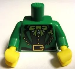 Torso Suit Jacket with Dark Green Vest, Lime Bow Tie and Gold Belt Buckle Pattern / Green Arms / Yellow Hands