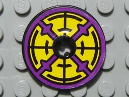 Technic, Disk 3 x 3 with Purple, Yellow and Black Pattern on Both Sides (Stickers) - Set 8269
